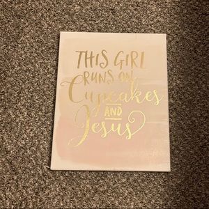 Girls pink Jesus canvas wall decor